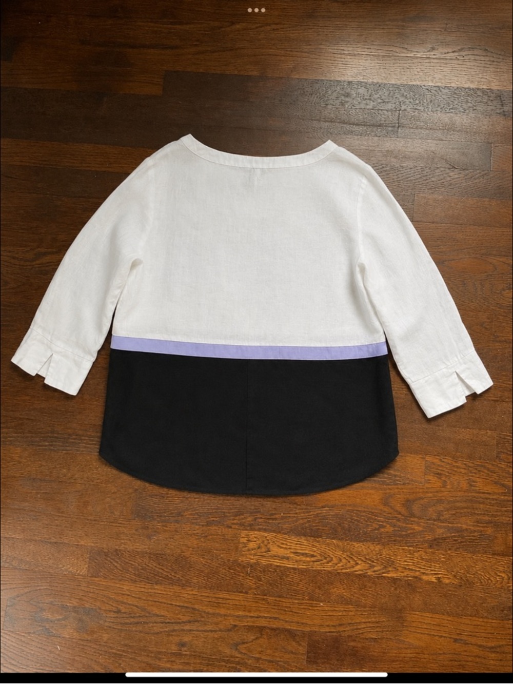 Tyler Boe 100% Linen Colorblock Tunic Blouse White Lavender Navy Size L - Picture 14 of 16